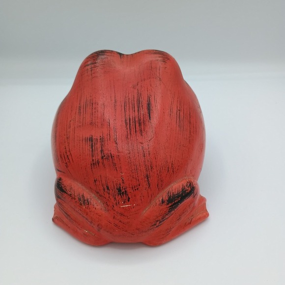 Vintage Painted Red Frog Coin Bank Resin - Picture 3 of 7